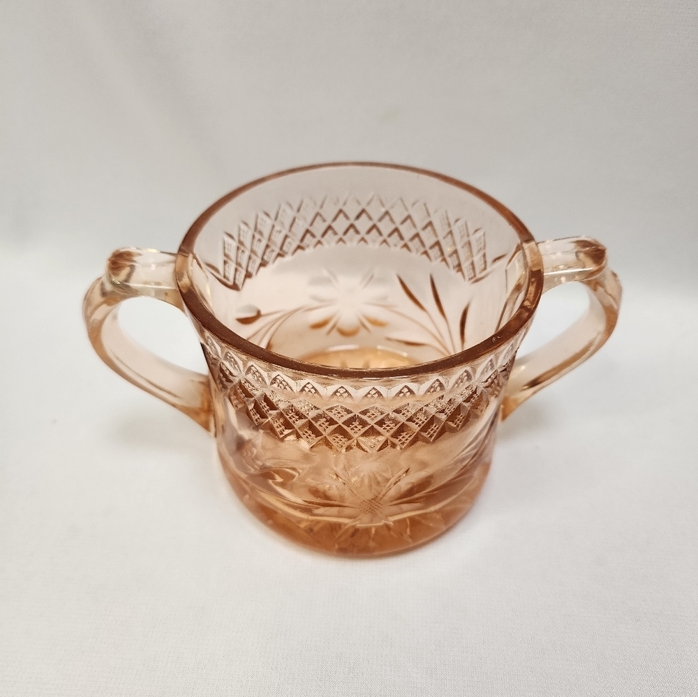 Vintage 1920 Rose Depression Glass Sugar Bowl